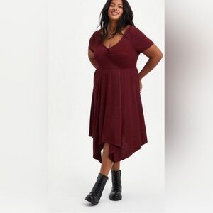 Torrid Size 3 Burgundy Midi Skater Dress
